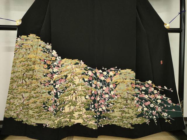 平和屋着物●豪華黒留袖　友禅　作家物　松竹梅　正絹　逸品　AABH5777ck