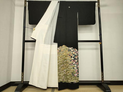 平和屋着物●豪華黒留袖　友禅　作家物　松竹梅　正絹　逸品　AABH5777ck