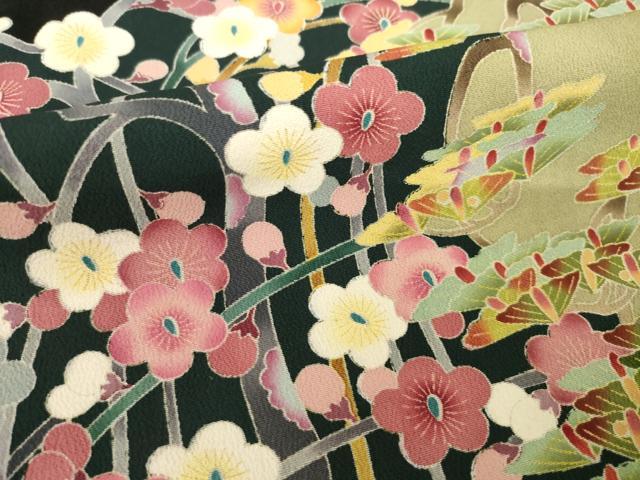 平和屋着物●豪華黒留袖　友禅　作家物　松竹梅　正絹　逸品　AABH5777ck