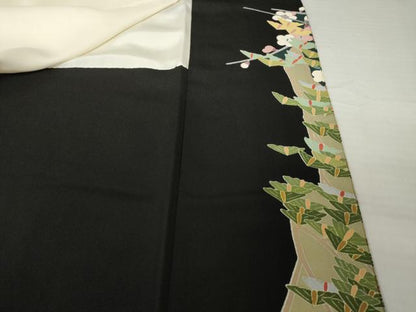 平和屋着物●豪華黒留袖　友禅　作家物　松竹梅　正絹　逸品　AABH5777ck