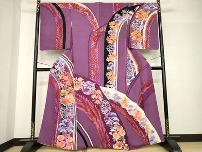 平和屋着物●訪問着　松竹梅丸文　ろうけつ染　正絹　逸品　AABH5783ck