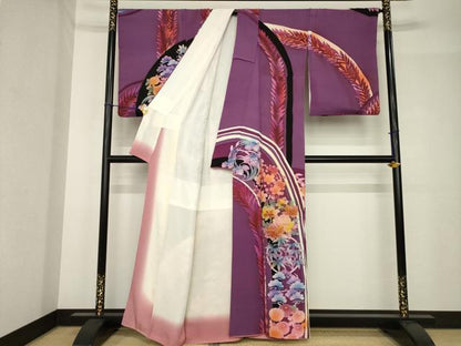 平和屋着物●訪問着　松竹梅丸文　ろうけつ染　正絹　逸品　AABH5783ck