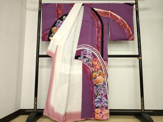 平和屋着物●訪問着　松竹梅丸文　ろうけつ染　正絹　逸品　AABH5783ck