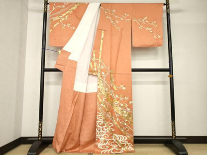 平和屋着物●訪問着　駒刺繍　束ね熨斗吉祥花文　金彩　正絹　逸品　未使用　AABH5784ck