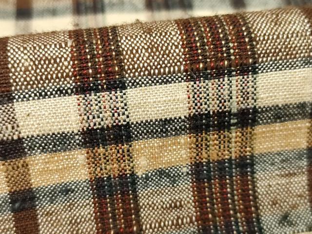 平和屋着物●極上紬　格子　正絹　逸品　AABH5787ck