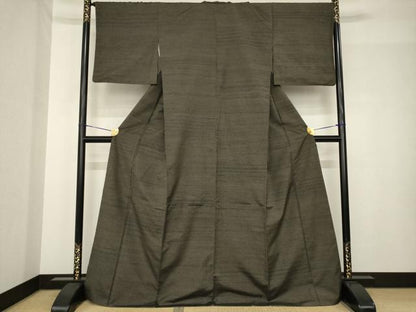 平和屋着物●極上　紬　縞　正絹　逸品　AABH5789ck