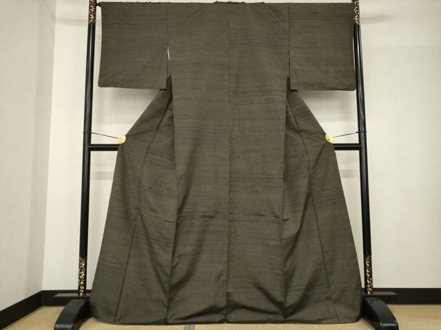 平和屋着物●極上　紬　縞　正絹　逸品　AABH5789ck