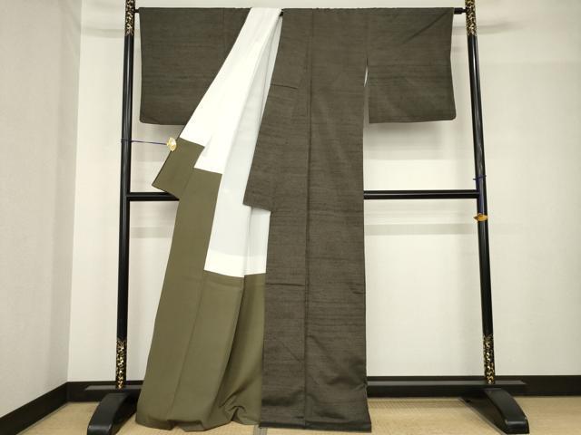 平和屋着物●極上　紬　縞　正絹　逸品　AABH5789ck