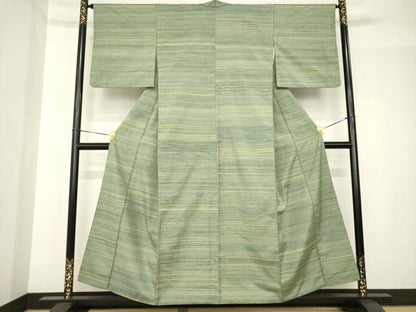 平和屋着物●極上紬　横段文　正絹　逸品　AABH5792ck