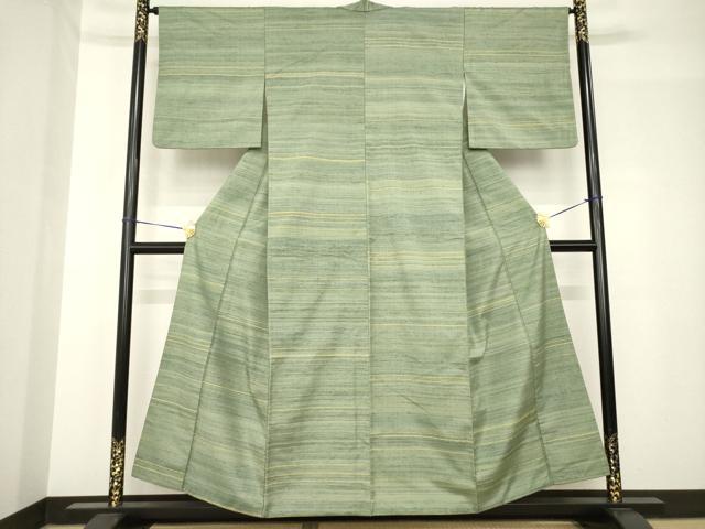 平和屋着物●極上紬　横段文　正絹　逸品　AABH5792ck