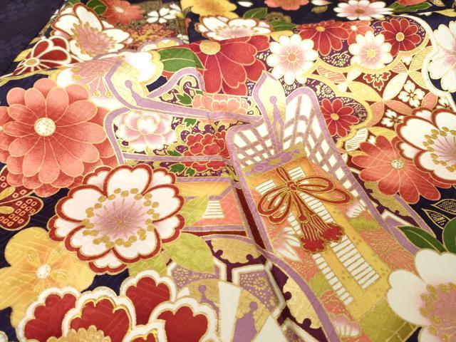 平和屋着物●豪華振袖　御所車雪輪花文　暈し染め　金彩　正絹　逸品　AABH5794ck