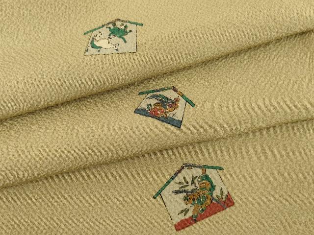 平和屋着物●上質な小紋　絵馬　金彩　正絹　逸品　AABH5796ck 平和屋着物○上質な小紋 絵馬 金彩 正絹 逸品 AABH5796ck