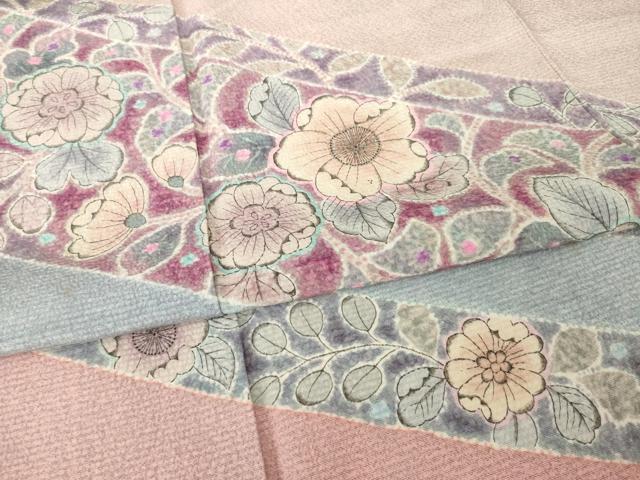 平和屋着物●訪問着　作家物　辻が花　斜縞花文　正絹　逸品　AABH5797ck