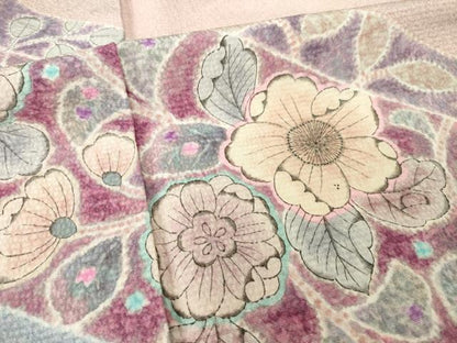 平和屋着物●訪問着　作家物　辻が花　斜縞花文　正絹　逸品　AABH5797ck