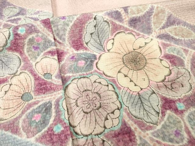 平和屋着物●訪問着　作家物　辻が花　斜縞花文　正絹　逸品　AABH5797ck