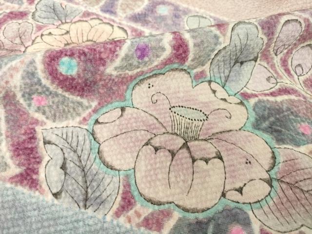 平和屋着物●訪問着　作家物　辻が花　斜縞花文　正絹　逸品　AABH5797ck