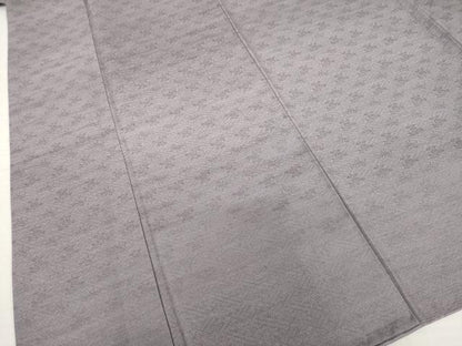 平和屋着物●お召　紗綾形地紋　葡萄鼠色　正絹　逸品　AABH5809ck