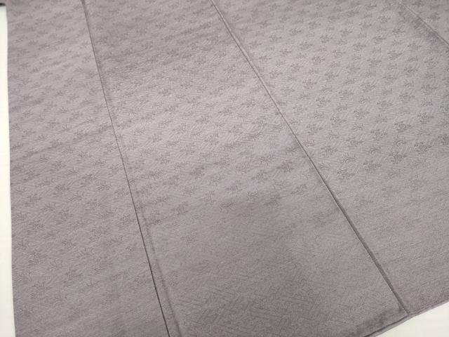 平和屋着物●お召　紗綾形地紋　葡萄鼠色　正絹　逸品　AABH5809ck