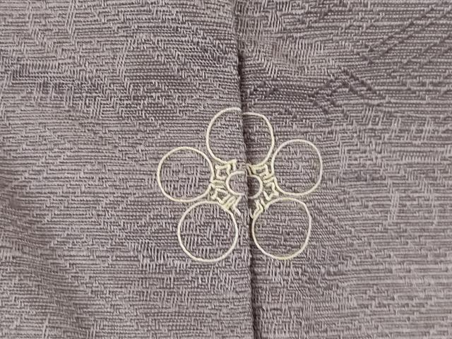 平和屋着物●お召　紗綾形地紋　葡萄鼠色　正絹　逸品　AABH5809ck