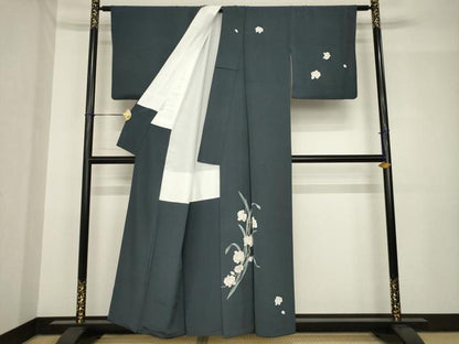 平和屋着物●本加賀友禅作家　吉田昌二　訪問着　胡蝶蘭　丹後ちりめん　反端付き　正絹　逸品　AABH5815ck