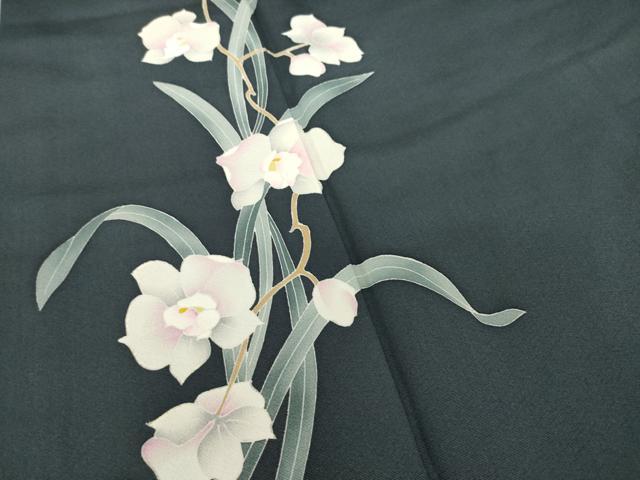 平和屋着物●本加賀友禅作家　吉田昌二　訪問着　胡蝶蘭　丹後ちりめん　反端付き　正絹　逸品　AABH5815ck