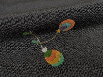 平和屋着物●上質な小紋　総刺繍　水風船　金糸　正絹　逸品　AABH5818ck