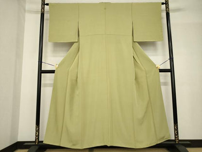 平和屋着物●上質な色無地　利休茶色　正絹　逸品　AABH5819ck