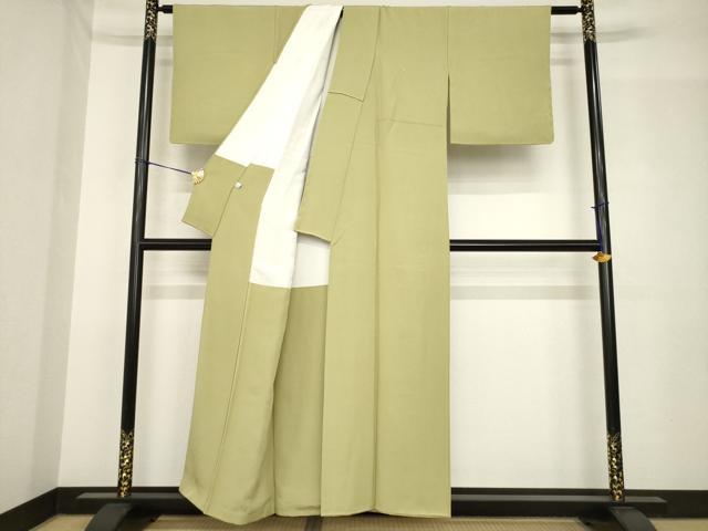平和屋着物●上質な色無地　利休茶色　正絹　逸品　AABH5819ck