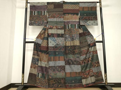 平和屋着物●小千谷紬　百柄　正絹　逸品　AABH5820ck