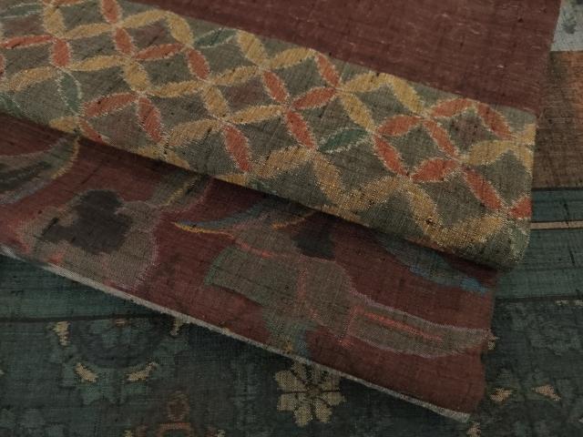 平和屋着物●小千谷紬　百柄　正絹　逸品　AABH5820ck