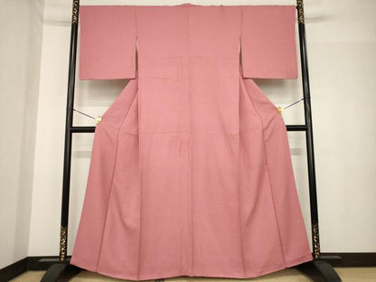 平和屋着物●上質な色無地　蘇芳香色　正絹　逸品　AABH5821ck