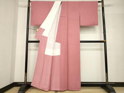 平和屋着物●上質な色無地　蘇芳香色　正絹　逸品　AABH5821ck