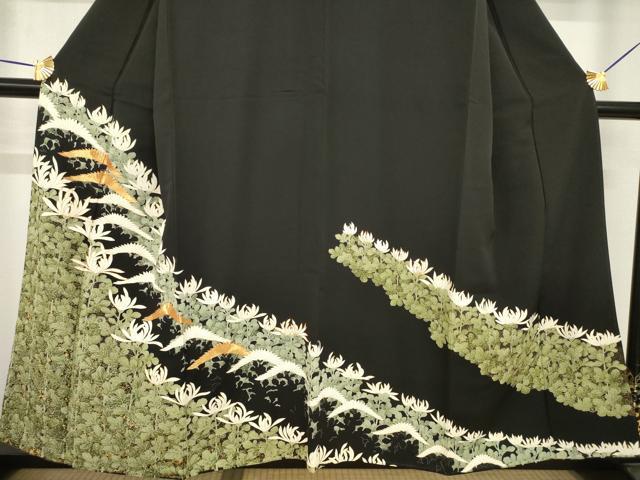 平和屋着物●豪華黒留袖　友禅　菊尽くし　正絹　逸品　AABH5822ck