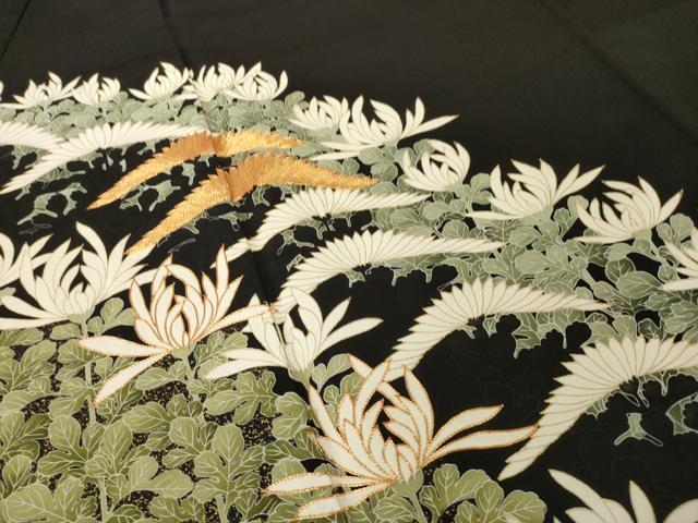 平和屋着物●豪華黒留袖　友禅　菊尽くし　正絹　逸品　AABH5822ck