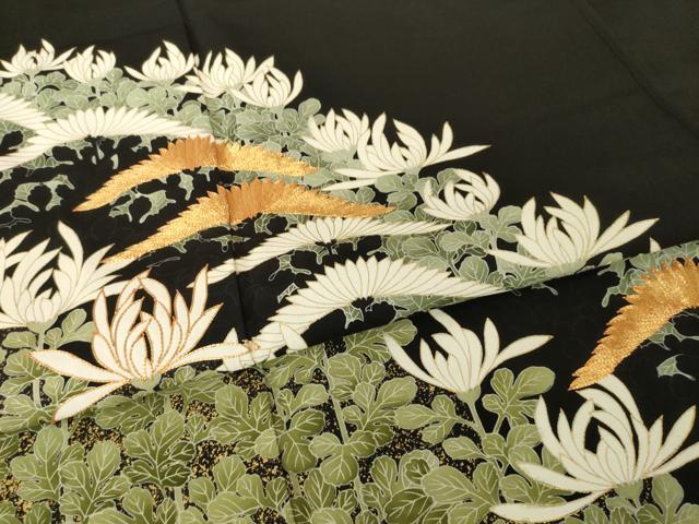 平和屋着物●豪華黒留袖　友禅　菊尽くし　正絹　逸品　AABH5822ck