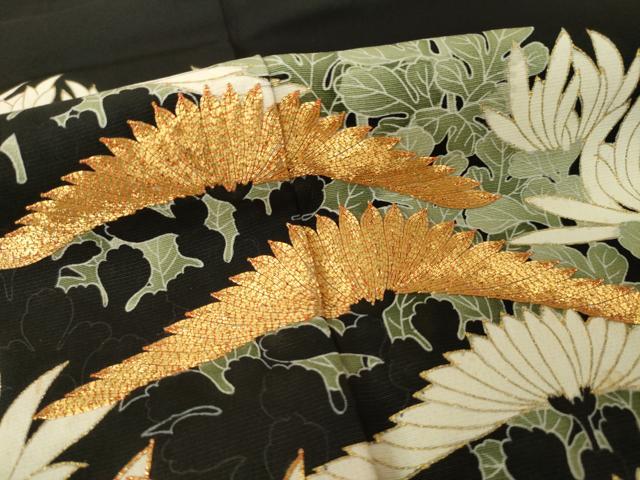 平和屋着物●豪華黒留袖　友禅　菊尽くし　正絹　逸品　AABH5822ck