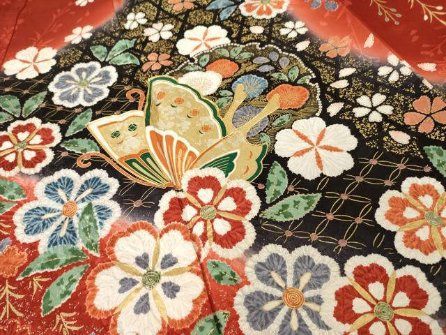 平和屋着物●豪華振袖　駒刺繍　花蝶文　金彩　正絹　逸品　AABH5823ck