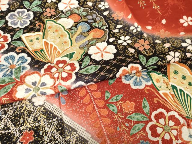 平和屋着物●豪華振袖　駒刺繍　花蝶文　金彩　正絹　逸品　AABH5823ck