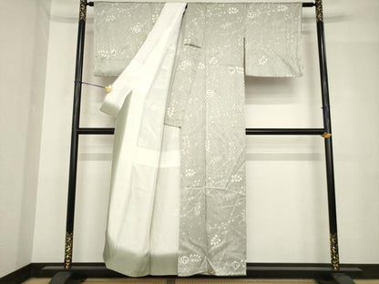 平和屋着物●上質な小紋　辻が花　絞り　舞花文　正絹　逸品　AABH5824ck