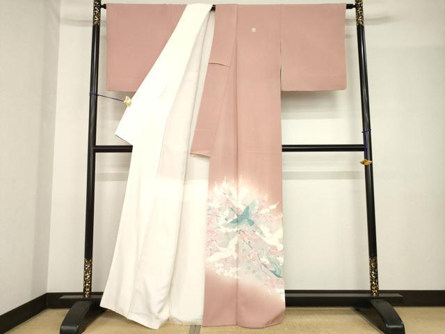 平和屋着物●豪華色留袖　友禅　飛鶴花文　正絹　逸品　AABH5825ck