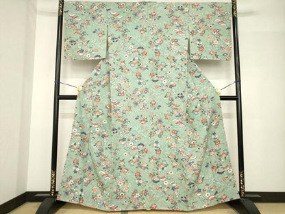 平和屋着物●上質な小紋　型染め　松竹梅　正絹　逸品　未使用　AABH5827ck