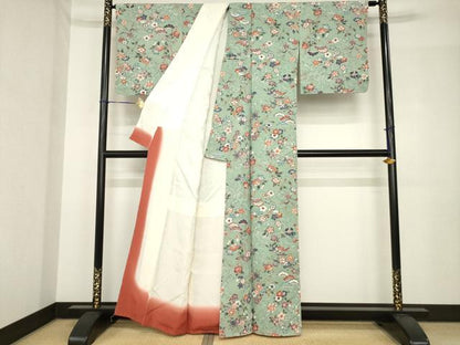 平和屋着物●上質な小紋　型染め　松竹梅　正絹　逸品　未使用　AABH5827ck