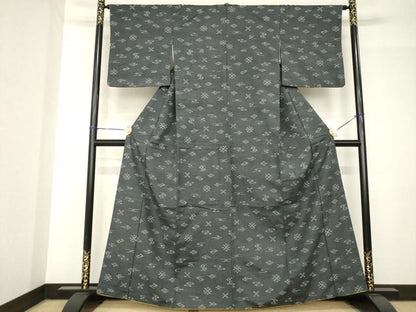 平和屋着物●上質な紬　琉球絣文様　正絹　逸品　AABH5830ck