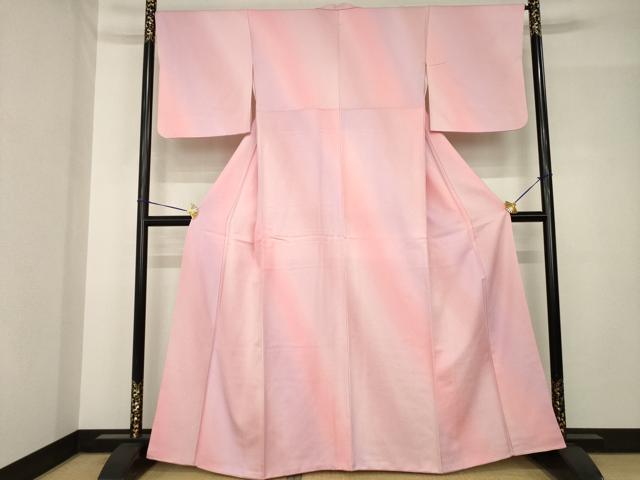 平和屋着物●上質な小紋　斜縞　暈し染め　正絹　逸品　AABH5833ck