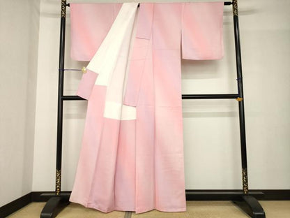 平和屋着物●上質な小紋　斜縞　暈し染め　正絹　逸品　AABH5833ck