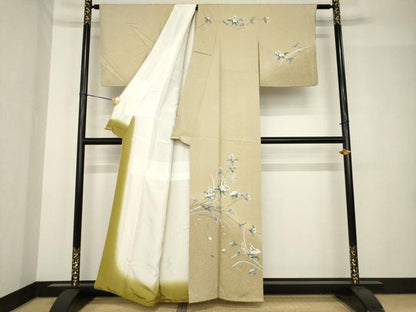 平和屋着物●訪問着　友禅　枝花文　正絹　逸品　AABH5837ck