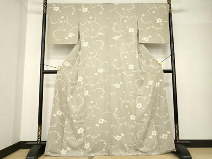 平和屋着物●上質な小紋　桜文　正絹　逸品　AABH5840ck