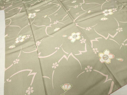 平和屋着物●上質な小紋　桜文　正絹　逸品　AABH5840ck
