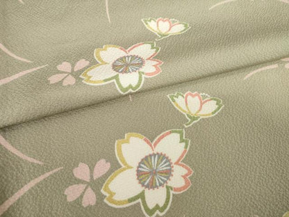 平和屋着物●上質な小紋　桜文　正絹　逸品　AABH5840ck
