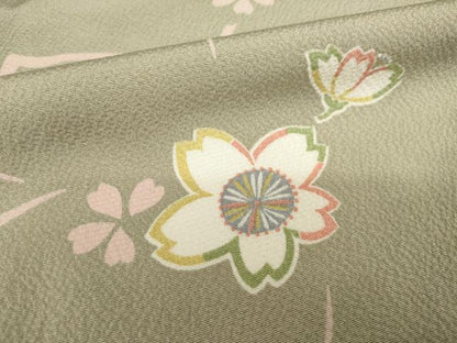 平和屋着物●上質な小紋　桜文　正絹　逸品　AABH5840ck